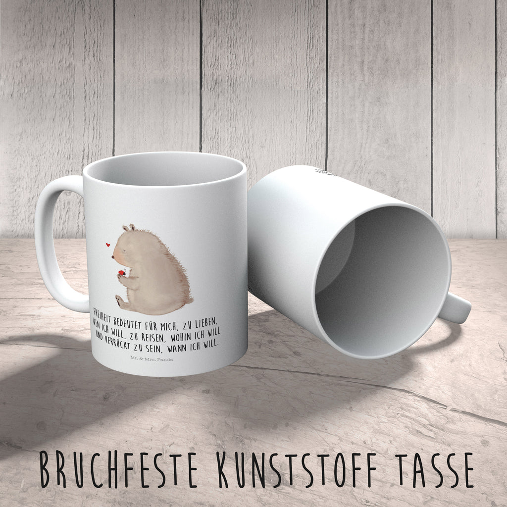 Kindertasse Bär mit Marienkäfer Kunststoff Tasse, Kindergarten, Tasse, Trinkbecher, Camping Becher, Kaffeetasse, Kunststoffbecher, Kindergartenbecher, Outdoorgeschirr, Kunststoffgeschirr, Reisebecher, Reisetasse, Kinderbecher, Bär, Teddy, Teddybär, Marienkäfer, Liebe, Freiheit, Motivation, Das Leben ist schön