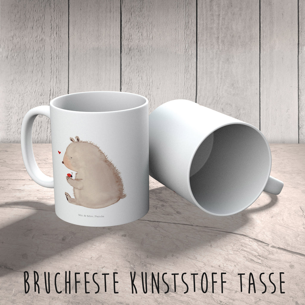 Kindertasse Bär mit Marienkäfer Kunststoff Tasse, Kindergarten, Tasse, Trinkbecher, Camping Becher, Kaffeetasse, Kunststoffbecher, Kindergartenbecher, Outdoorgeschirr, Kunststoffgeschirr, Reisebecher, Reisetasse, Kinderbecher, Bär, Teddy, Teddybär, Marienkäfer, Liebe, Freiheit, Motivation, Das Leben ist schön