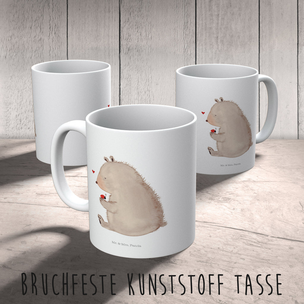Kindertasse Bär mit Marienkäfer Kunststoff Tasse, Kindergarten, Tasse, Trinkbecher, Camping Becher, Kaffeetasse, Kunststoffbecher, Kindergartenbecher, Outdoorgeschirr, Kunststoffgeschirr, Reisebecher, Reisetasse, Kinderbecher, Bär, Teddy, Teddybär, Marienkäfer, Liebe, Freiheit, Motivation, Das Leben ist schön