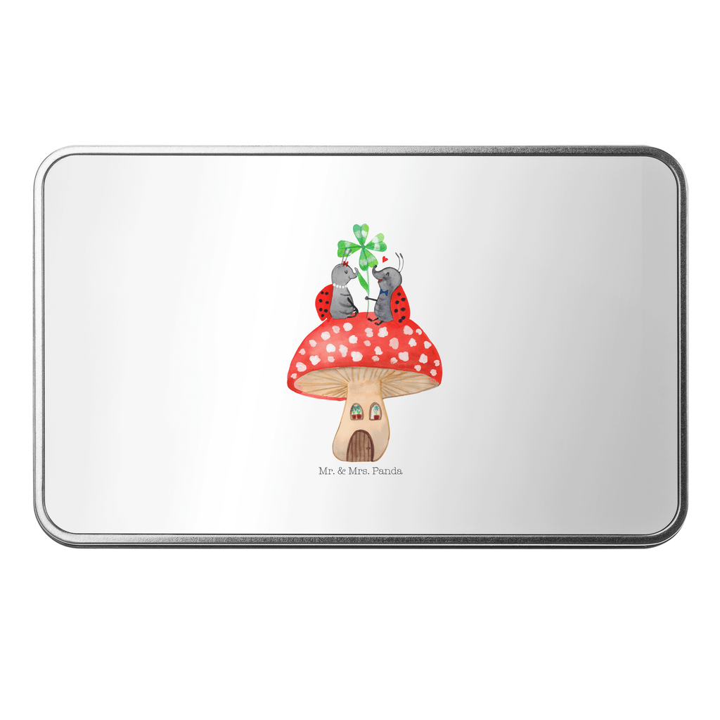 Metalldose rechteckig Marienkäfer Paar Fliegenpilz Blechdose, Metalldose, Blechbox, Container, Keksdose, Vorratsdose, Vorratsbox, Döschen, Versperbox, Vesperdose, Aufbewahrungsdose, Aufbewahrungsbox, Aluminiumdose, Dose, Tiermotive, Gute Laune, lustige Sprüche, Tiere, Haus, Wohnung, zuhause, Fliegenpilz, Marienkäfer, Fleigenpilzhaus