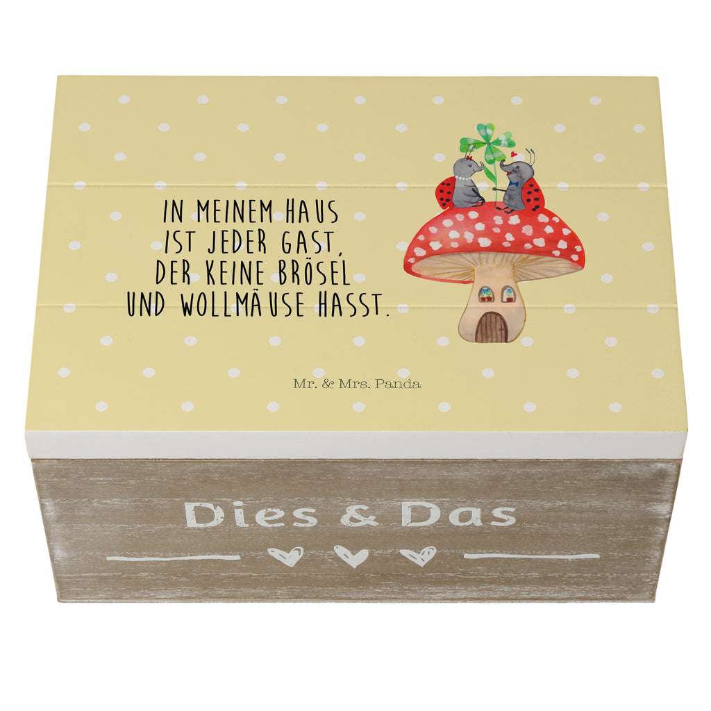 Holzkiste Marienkäfer Paar Fliegenpilz Holzkiste, Kiste, Schatzkiste, Truhe, Schatulle, XXL, Erinnerungsbox, Erinnerungskiste, Dekokiste, Aufbewahrungsbox, Tiermotive, Gute Laune, lustige Sprüche, Tiere, Haus, Wohnung, zuhause, Fliegenpilz, Marienkäfer, Fleigenpilzhaus