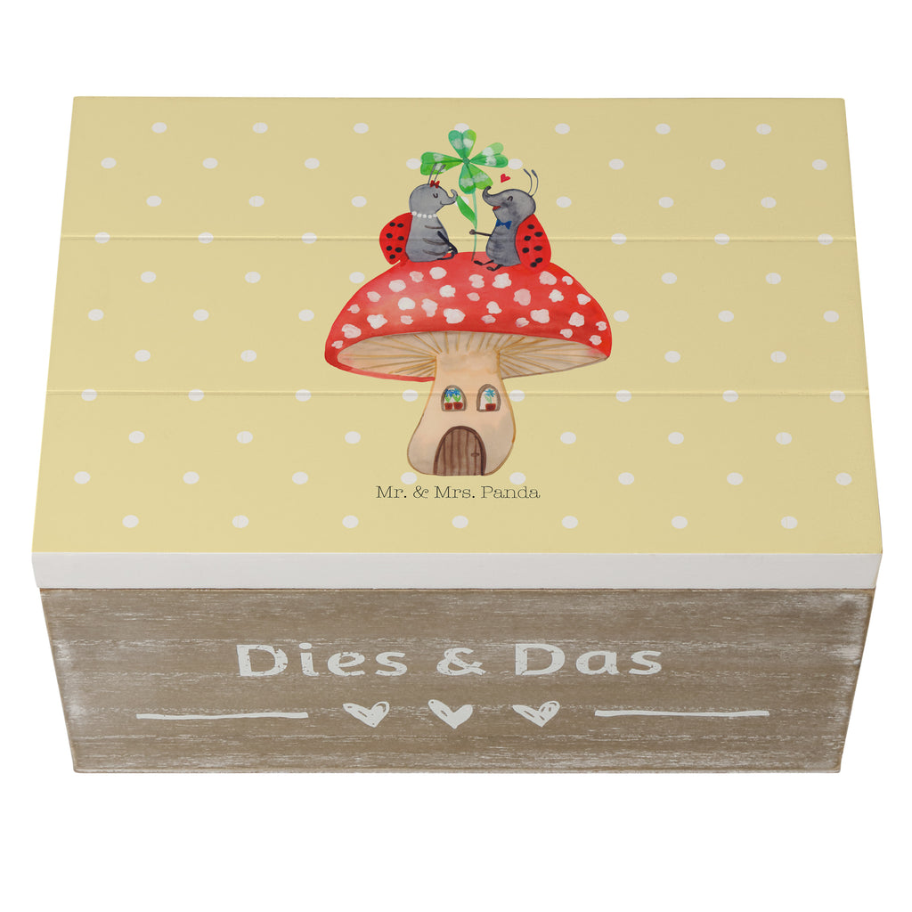 Holzkiste Marienkäfer Paar Fliegenpilz Holzkiste, Kiste, Schatzkiste, Truhe, Schatulle, XXL, Erinnerungsbox, Erinnerungskiste, Dekokiste, Aufbewahrungsbox, Tiermotive, Gute Laune, lustige Sprüche, Tiere, Haus, Wohnung, zuhause, Fliegenpilz, Marienkäfer, Fleigenpilzhaus