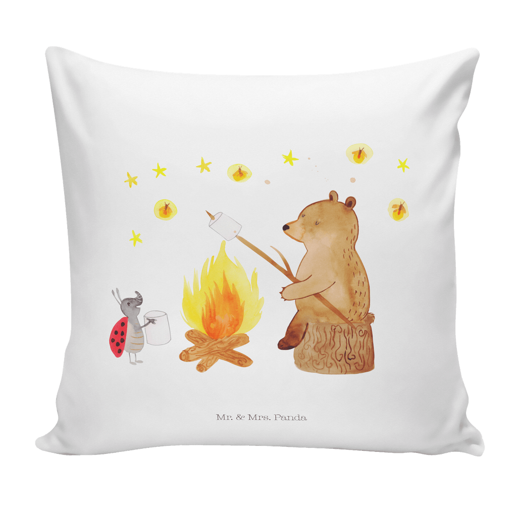 40x40 Kissen Bär & Marienkäfer Lagerfeuer Kissenhülle, Kopfkissen, Sofakissen, Dekokissen, Motivkissen, Bär, Teddy, Teddybär, Lagerfeuer