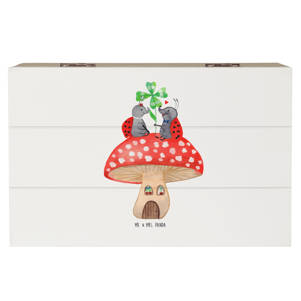 Holzkiste Marienkäfer Paar Fliegenpilz Holzkiste, Kiste, Schatzkiste, Truhe, Schatulle, XXL, Erinnerungsbox, Erinnerungskiste, Dekokiste, Aufbewahrungsbox, Tiermotive, Gute Laune, lustige Sprüche, Tiere, Haus, Wohnung, zuhause, Fliegenpilz, Marienkäfer, Fleigenpilzhaus