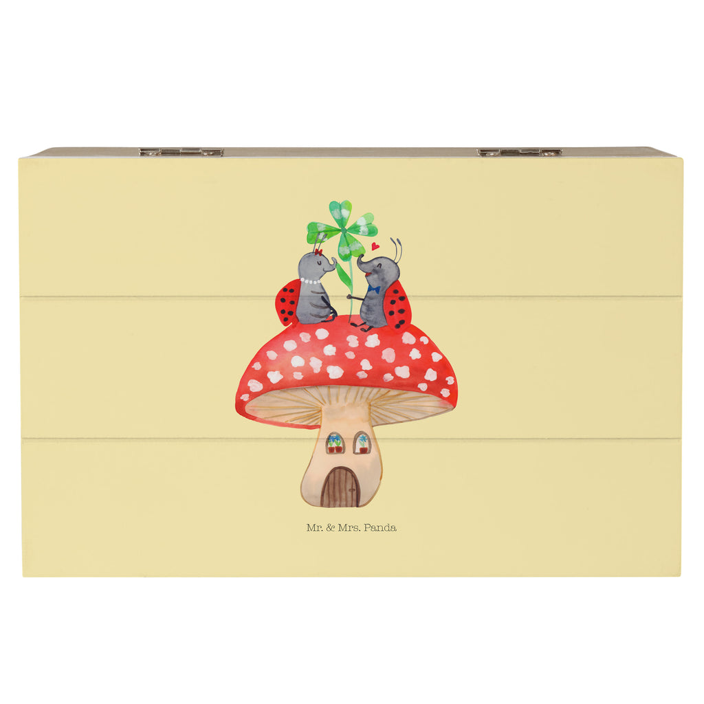 Holzkiste Marienkäfer Paar Fliegenpilz Holzkiste, Kiste, Schatzkiste, Truhe, Schatulle, XXL, Erinnerungsbox, Erinnerungskiste, Dekokiste, Aufbewahrungsbox, Tiermotive, Gute Laune, lustige Sprüche, Tiere, Haus, Wohnung, zuhause, Fliegenpilz, Marienkäfer, Fleigenpilzhaus