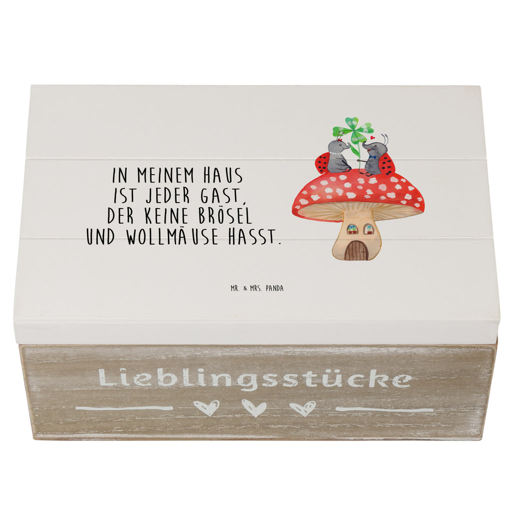 Holzkiste Marienkäfer Paar Fliegenpilz Holzkiste, Kiste, Schatzkiste, Truhe, Schatulle, XXL, Erinnerungsbox, Erinnerungskiste, Dekokiste, Aufbewahrungsbox, Tiermotive, Gute Laune, lustige Sprüche, Tiere, Haus, Wohnung, zuhause, Fliegenpilz, Marienkäfer, Fleigenpilzhaus