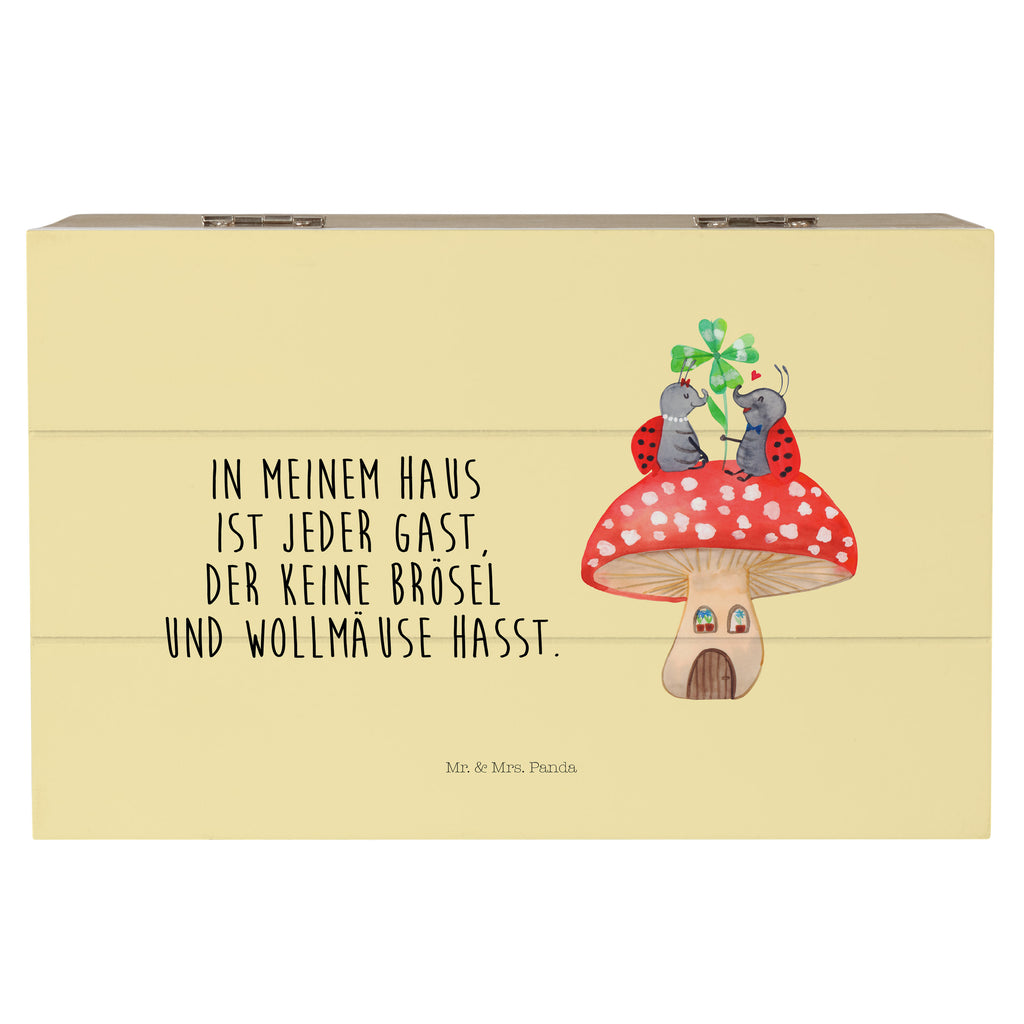 Holzkiste Marienkäfer Paar Fliegenpilz Holzkiste, Kiste, Schatzkiste, Truhe, Schatulle, XXL, Erinnerungsbox, Erinnerungskiste, Dekokiste, Aufbewahrungsbox, Tiermotive, Gute Laune, lustige Sprüche, Tiere, Haus, Wohnung, zuhause, Fliegenpilz, Marienkäfer, Fleigenpilzhaus
