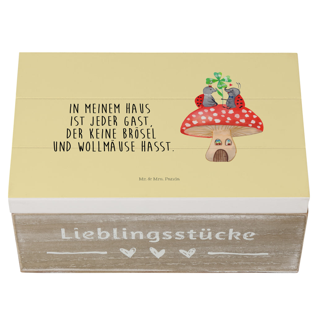 Holzkiste Marienkäfer Paar Fliegenpilz Holzkiste, Kiste, Schatzkiste, Truhe, Schatulle, XXL, Erinnerungsbox, Erinnerungskiste, Dekokiste, Aufbewahrungsbox, Tiermotive, Gute Laune, lustige Sprüche, Tiere, Haus, Wohnung, zuhause, Fliegenpilz, Marienkäfer, Fleigenpilzhaus