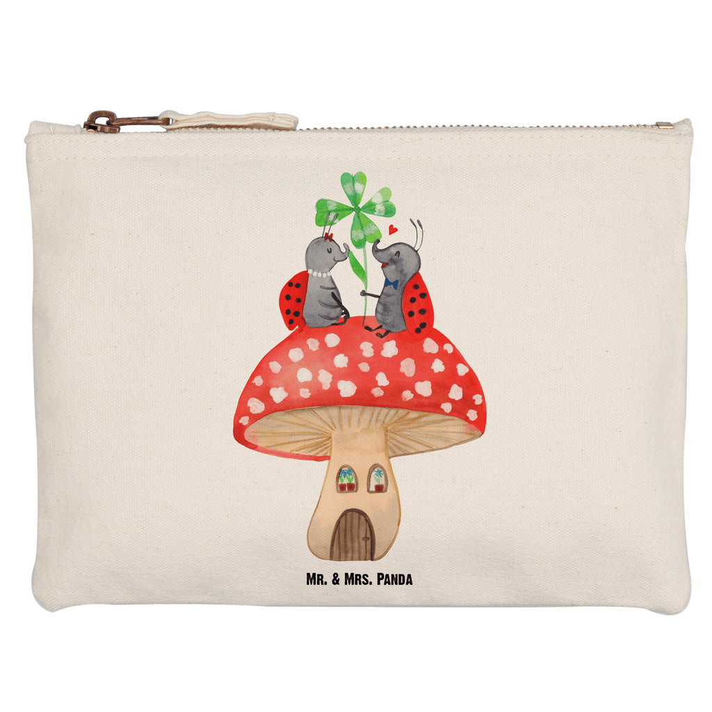 Schminktasche Marienkäfer Paar Fliegenpilz Schminktasche, Kosmetiktasche, Kosmetikbeutel, Stiftemäppchen, Etui, Federmappe, Makeup, XXL, Schminketui, Kosmetiketui, Schlamperetui, Tiermotive, Gute Laune, lustige Sprüche, Tiere, Haus, Wohnung, zuhause, Fliegenpilz, Marienkäfer, Fleigenpilzhaus