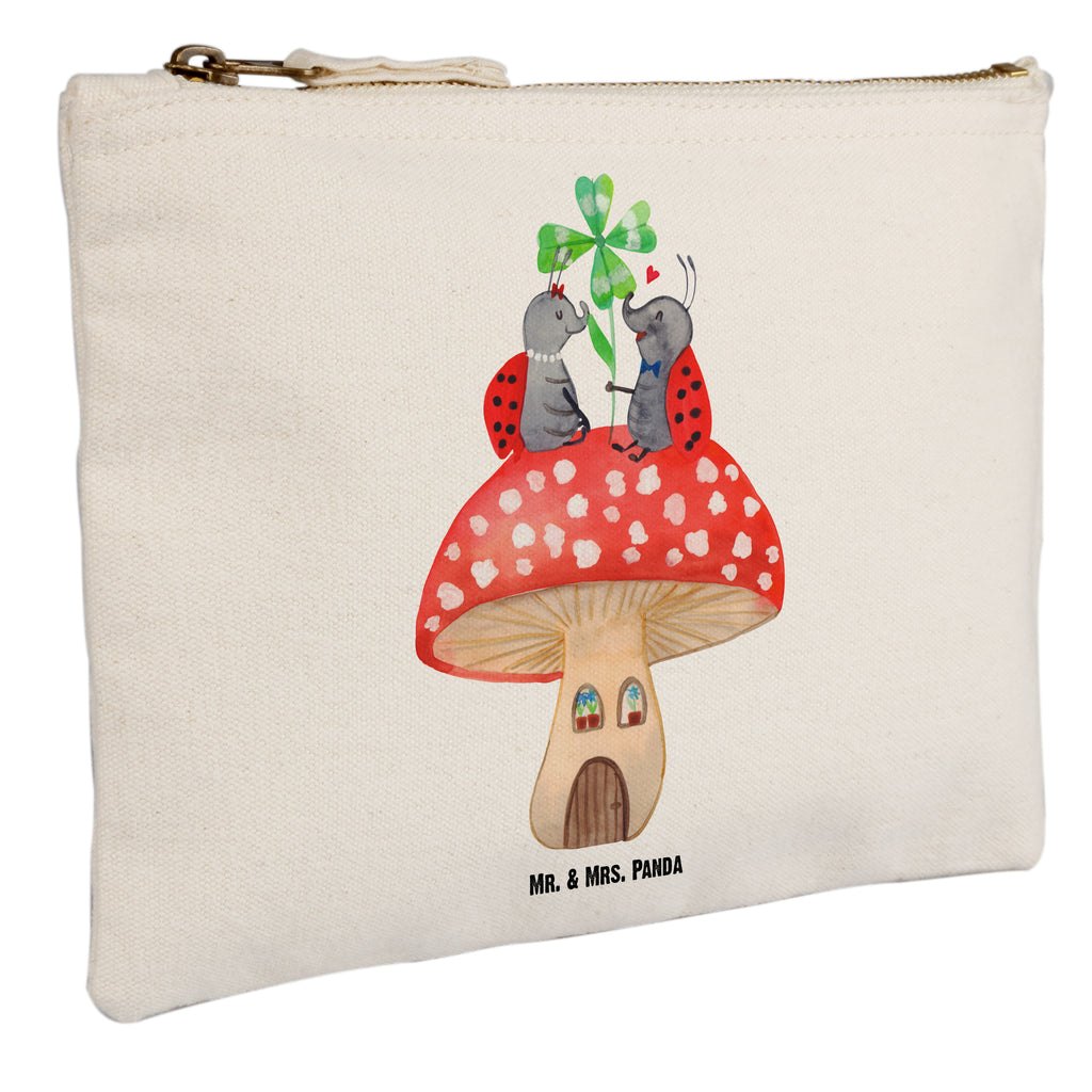 Schminktasche Marienkäfer Paar Fliegenpilz Schminktasche, Kosmetiktasche, Kosmetikbeutel, Stiftemäppchen, Etui, Federmappe, Makeup, XXL, Schminketui, Kosmetiketui, Schlamperetui, Tiermotive, Gute Laune, lustige Sprüche, Tiere, Haus, Wohnung, zuhause, Fliegenpilz, Marienkäfer, Fleigenpilzhaus
