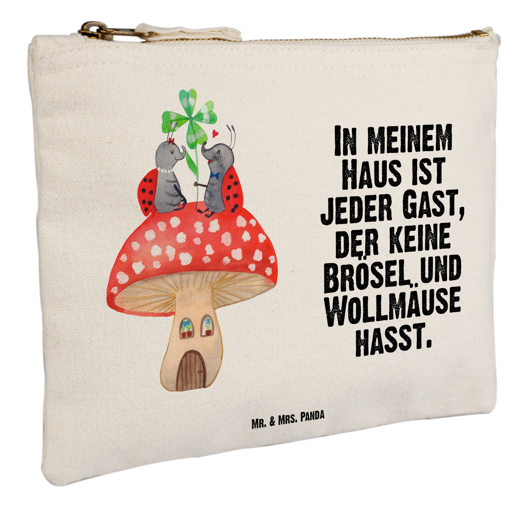 Schminktasche Marienkäfer Paar Fliegenpilz Schminktasche, Kosmetiktasche, Kosmetikbeutel, Stiftemäppchen, Etui, Federmappe, Makeup, XXL, Schminketui, Kosmetiketui, Schlamperetui, Tiermotive, Gute Laune, lustige Sprüche, Tiere, Haus, Wohnung, zuhause, Fliegenpilz, Marienkäfer, Fleigenpilzhaus