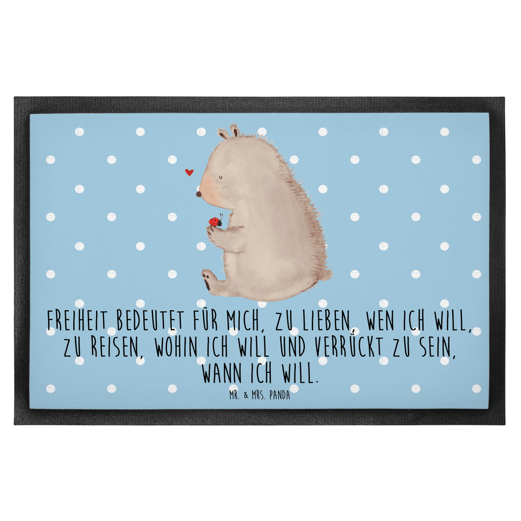 Fußmatte Bär mit Marienkäfer Bär, Marienkäfer, Liebe, Freiheit, Motivation, Das Leben ist schön Türvorleger, Schmutzmatte, Fußabtreter, Matte, Schmutzfänger, Fußabstreifer, Schmutzfangmatte, Türmatte, Motivfußmatte,  Haustürmatte, Vorleger  Bär, Teddy, Teddybär