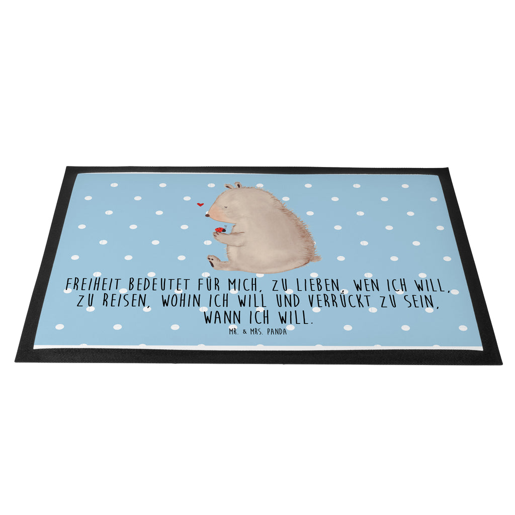 Fußmatte Bär mit Marienkäfer Bär, Marienkäfer, Liebe, Freiheit, Motivation, Das Leben ist schön Türvorleger, Schmutzmatte, Fußabtreter, Matte, Schmutzfänger, Fußabstreifer, Schmutzfangmatte, Türmatte, Motivfußmatte,  Haustürmatte, Vorleger  Bär, Teddy, Teddybär