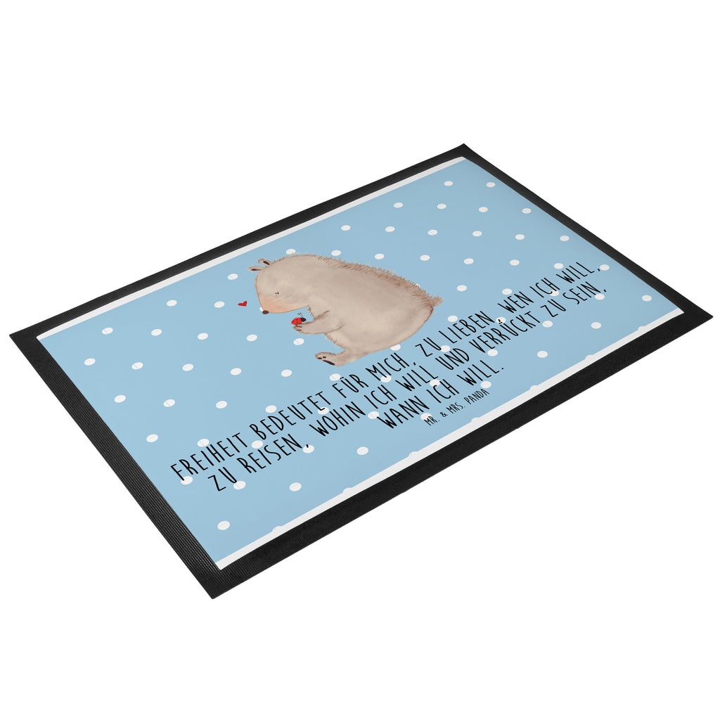 Fußmatte Bär mit Marienkäfer Bär, Marienkäfer, Liebe, Freiheit, Motivation, Das Leben ist schön Türvorleger, Schmutzmatte, Fußabtreter, Matte, Schmutzfänger, Fußabstreifer, Schmutzfangmatte, Türmatte, Motivfußmatte,  Haustürmatte, Vorleger  Bär, Teddy, Teddybär