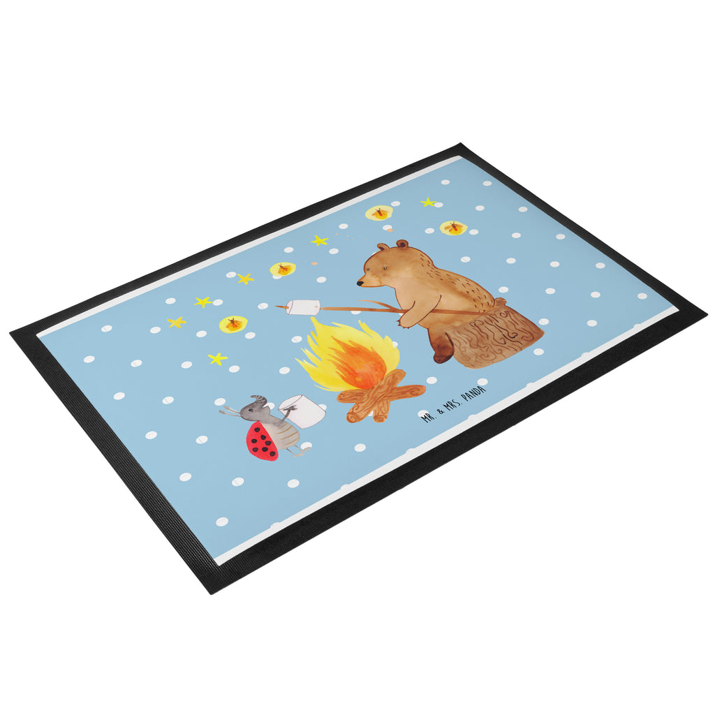 Fußmatte Bär & Marienkäfer Lagerfeuer Lagerfeuer, Bär,  Türvorleger, Schmutzmatte, Fußabtreter, Matte, Schmutzfänger, Fußabstreifer, Schmutzfangmatte, Türmatte, Motivfußmatte,  Haustürmatte, Vorleger  Bär, Teddy, Teddybär