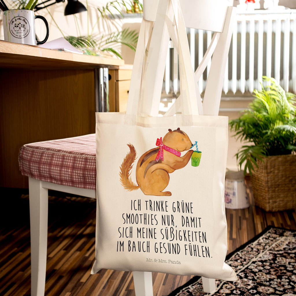 Tragetasche Eichhörnchen Smoothie Beuteltasche, Beutel, Einkaufstasche, Jutebeutel, Stoffbeutel, Tiermotive, Gute Laune, lustige Sprüche, Tiere, Green Smoothies, Diät, Abnehmen, Streifenhörnchen, Eichhörnchen