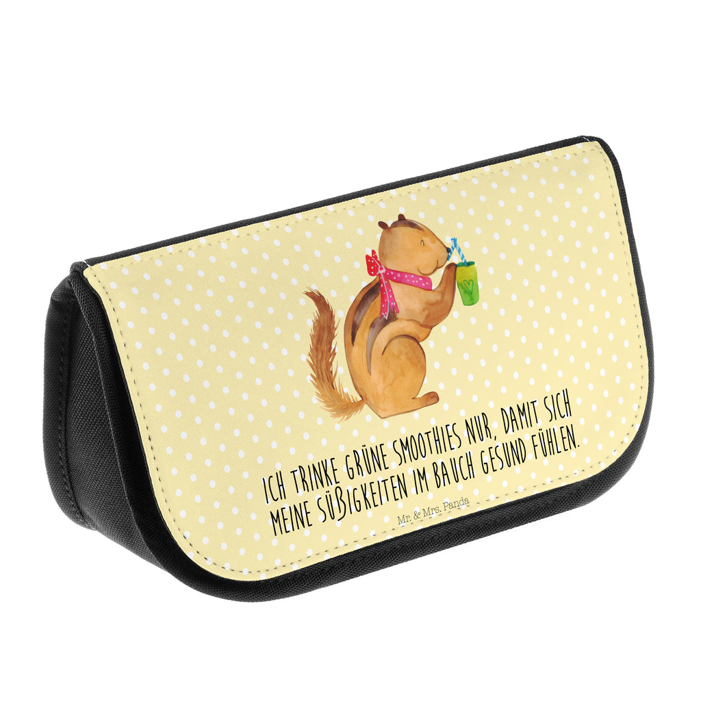 Kosmetiktasche Eichhörnchen Smoothie Kosmetikbeutel, Kulturtasche, Kulturbeutel, Schminktasche, Make-Up Tasche, Tiermotive, Gute Laune, lustige Sprüche, Tiere, Green Smoothies, Diät, Abnehmen, Streifenhörnchen, Eichhörnchen