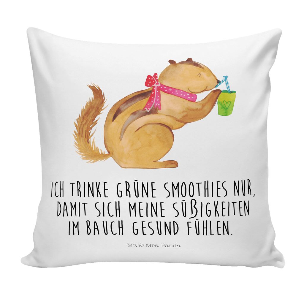 40x40 Kissen Eichhörnchen Smoothie Kissenhülle, Kopfkissen, Sofakissen, Dekokissen, Motivkissen, Tiermotive, Gute Laune, lustige Sprüche, Tiere, Green Smoothies, Diät, Abnehmen, Streifenhörnchen, Eichhörnchen