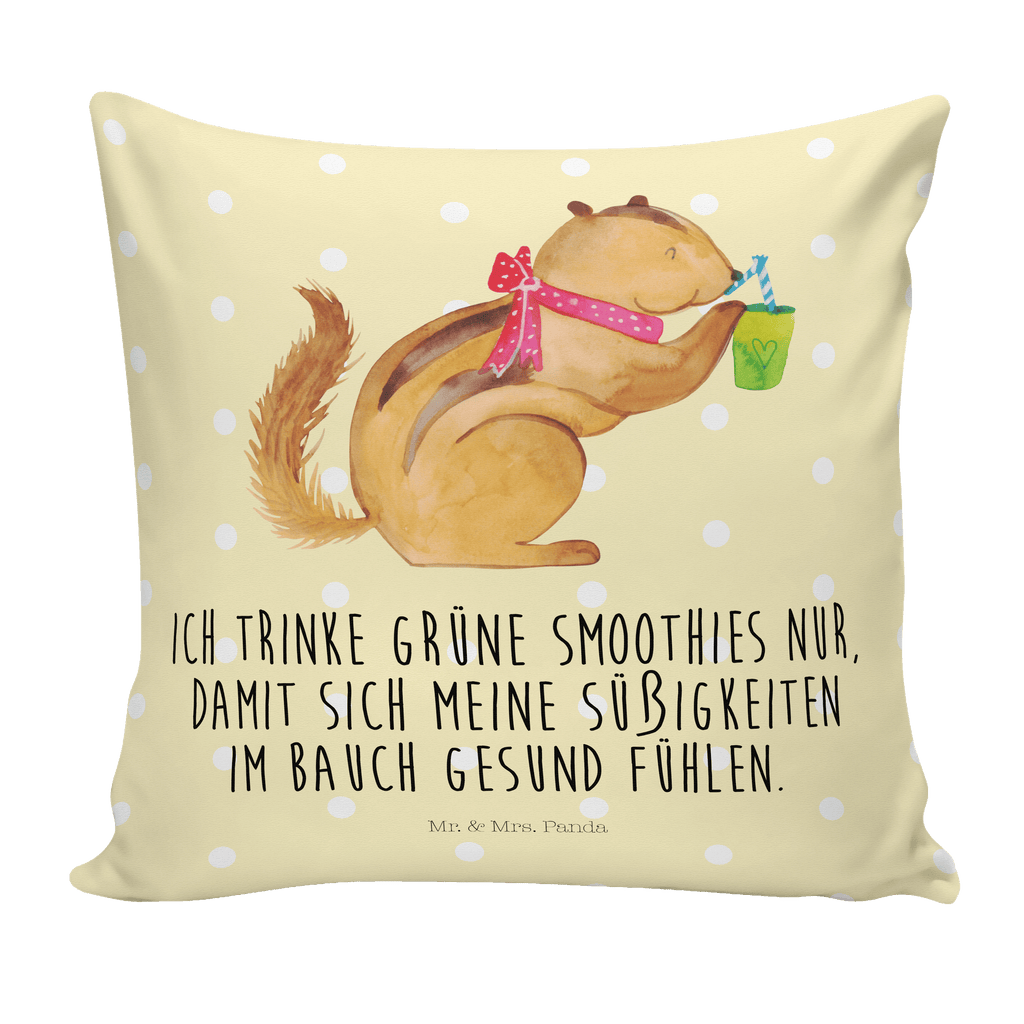 40x40 Kissen Eichhörnchen Smoothie Kissenhülle, Kopfkissen, Sofakissen, Dekokissen, Motivkissen, Tiermotive, Gute Laune, lustige Sprüche, Tiere, Green Smoothies, Diät, Abnehmen, Streifenhörnchen, Eichhörnchen
