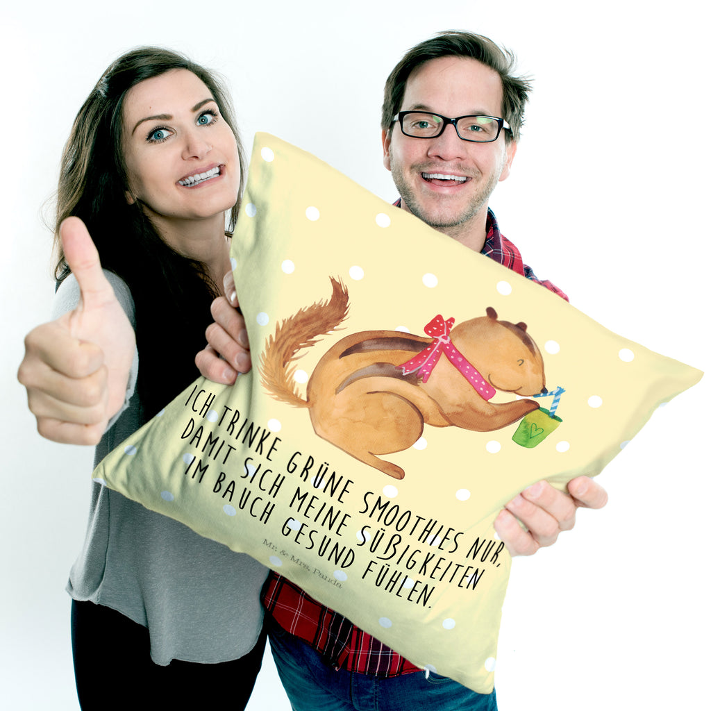 40x40 Kissen Eichhörnchen Smoothie Kissenhülle, Kopfkissen, Sofakissen, Dekokissen, Motivkissen, Tiermotive, Gute Laune, lustige Sprüche, Tiere, Green Smoothies, Diät, Abnehmen, Streifenhörnchen, Eichhörnchen