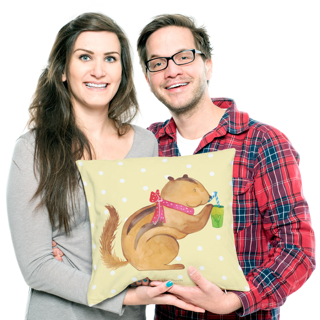 40x40 Kissen Eichhörnchen Smoothie Kissenhülle, Kopfkissen, Sofakissen, Dekokissen, Motivkissen, Tiermotive, Gute Laune, lustige Sprüche, Tiere, Green Smoothies, Diät, Abnehmen, Streifenhörnchen, Eichhörnchen