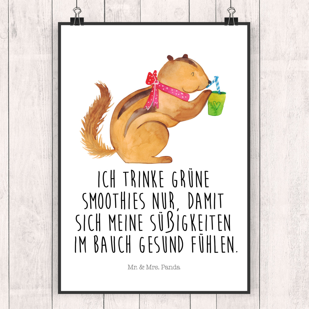 Poster Eichhörnchen Smoothie Poster, Wandposter, Bild, Wanddeko, Küchenposter, Kinderposter, Wanddeko Bild, Raumdekoration, Wanddekoration, Handgemaltes Poster, Mr. & Mrs. Panda Poster, Designposter, Kunstdruck, Posterdruck, Tiermotive, Gute Laune, lustige Sprüche, Tiere, Green Smoothies, Diät, Abnehmen, Streifenhörnchen, Eichhörnchen