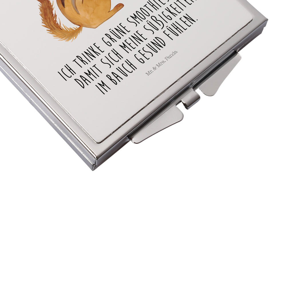 Handtaschenspiegel quadratisch Eichhörnchen Smoothie Spiegel, Handtasche, Quadrat, silber, schminken, Schminkspiegel, Tiermotive, Gute Laune, lustige Sprüche, Tiere, Green Smoothies, Diät, Abnehmen, Streifenhörnchen, Eichhörnchen