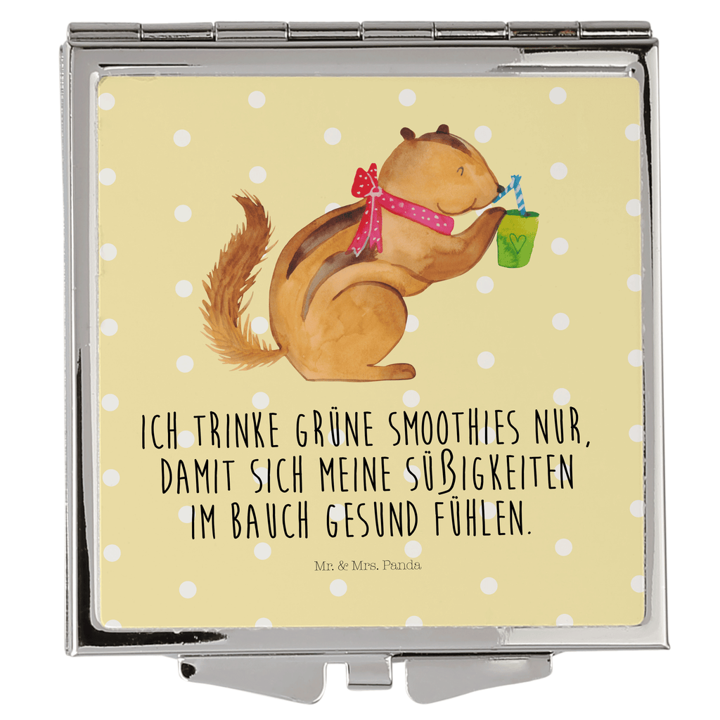 Handtaschenspiegel quadratisch Eichhörnchen Smoothie Spiegel, Handtasche, Quadrat, silber, schminken, Schminkspiegel, Tiermotive, Gute Laune, lustige Sprüche, Tiere, Green Smoothies, Diät, Abnehmen, Streifenhörnchen, Eichhörnchen