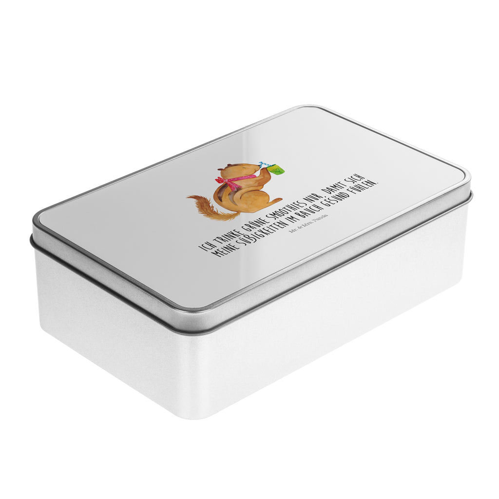 Metalldose rechteckig Eichhörnchen Smoothie Blechdose, Metalldose, Blechbox, Container, Keksdose, Vorratsdose, Vorratsbox, Döschen, Versperbox, Vesperdose, Aufbewahrungsdose, Aufbewahrungsbox, Aluminiumdose, Dose, Tiermotive, Gute Laune, lustige Sprüche, Tiere, Green Smoothies, Diät, Abnehmen, Streifenhörnchen, Eichhörnchen