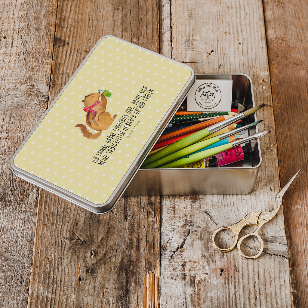 Metalldose rechteckig Eichhörnchen Smoothie Blechdose, Metalldose, Blechbox, Container, Keksdose, Vorratsdose, Vorratsbox, Döschen, Versperbox, Vesperdose, Aufbewahrungsdose, Aufbewahrungsbox, Aluminiumdose, Dose, Tiermotive, Gute Laune, lustige Sprüche, Tiere, Green Smoothies, Diät, Abnehmen, Streifenhörnchen, Eichhörnchen