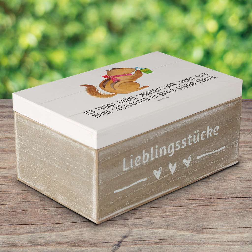 Holzkiste Eichhörnchen Smoothie Holzkiste, Kiste, Schatzkiste, Truhe, Schatulle, XXL, Erinnerungsbox, Erinnerungskiste, Dekokiste, Aufbewahrungsbox, Tiermotive, Gute Laune, lustige Sprüche, Tiere, Green Smoothies, Diät, Abnehmen, Streifenhörnchen, Eichhörnchen