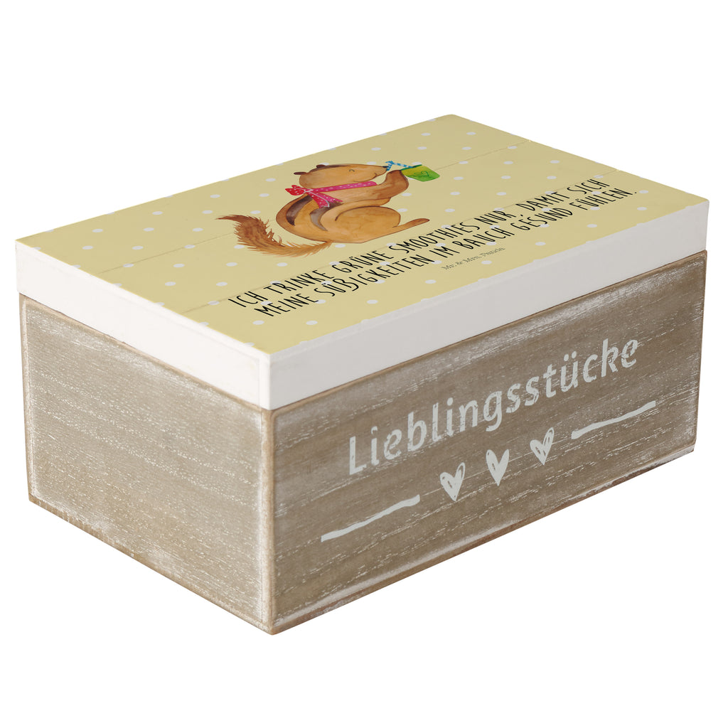 Holzkiste Eichhörnchen Smoothie Holzkiste, Kiste, Schatzkiste, Truhe, Schatulle, XXL, Erinnerungsbox, Erinnerungskiste, Dekokiste, Aufbewahrungsbox, Tiermotive, Gute Laune, lustige Sprüche, Tiere, Green Smoothies, Diät, Abnehmen, Streifenhörnchen, Eichhörnchen