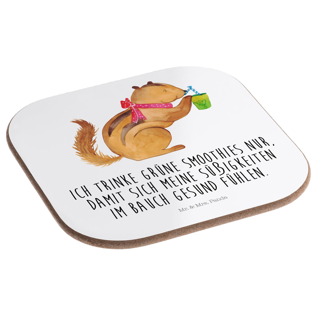 Quadratische Untersetzer Eichhörnchen Smoothie Bierdeckel, Glasuntersetzer, Untersetzer Gläser, Getränkeuntersetzer, Tiermotive, Gute Laune, lustige Sprüche, Tiere, Green Smoothies, Diät, Abnehmen, Streifenhörnchen, Eichhörnchen