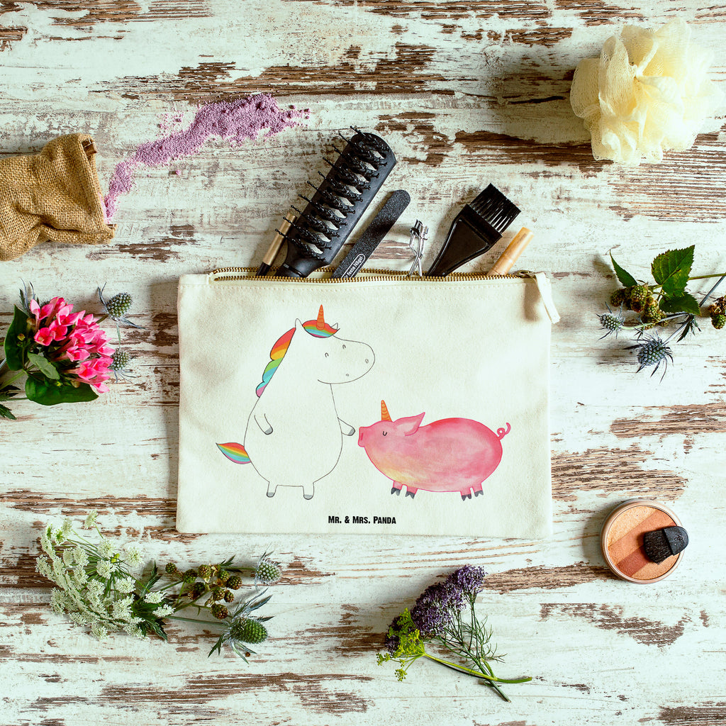 Schminktasche Einhorn + Schweinhorn Schminktasche, Kosmetiktasche, Kosmetikbeutel, Stiftemäppchen, Etui, Federmappe, Makeup, XXL, Schminketui, Kosmetiketui, Schlamperetui, Einhorn, Einhörner, Einhorn Deko, Pegasus, Unicorn, Freundschaft, Schweinhorn, Schwein, Freundin, Schweinchen