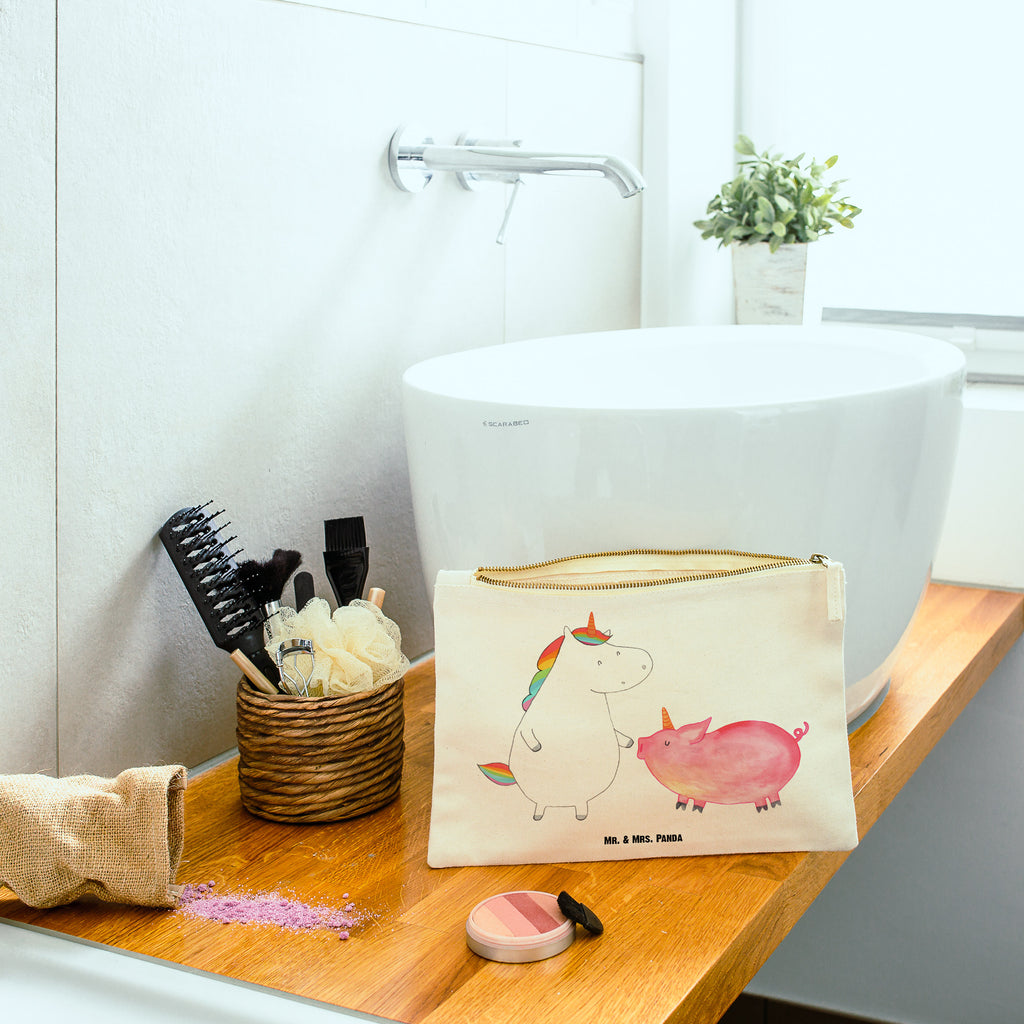 Schminktasche Einhorn + Schweinhorn Schminktasche, Kosmetiktasche, Kosmetikbeutel, Stiftemäppchen, Etui, Federmappe, Makeup, XXL, Schminketui, Kosmetiketui, Schlamperetui, Einhorn, Einhörner, Einhorn Deko, Pegasus, Unicorn, Freundschaft, Schweinhorn, Schwein, Freundin, Schweinchen