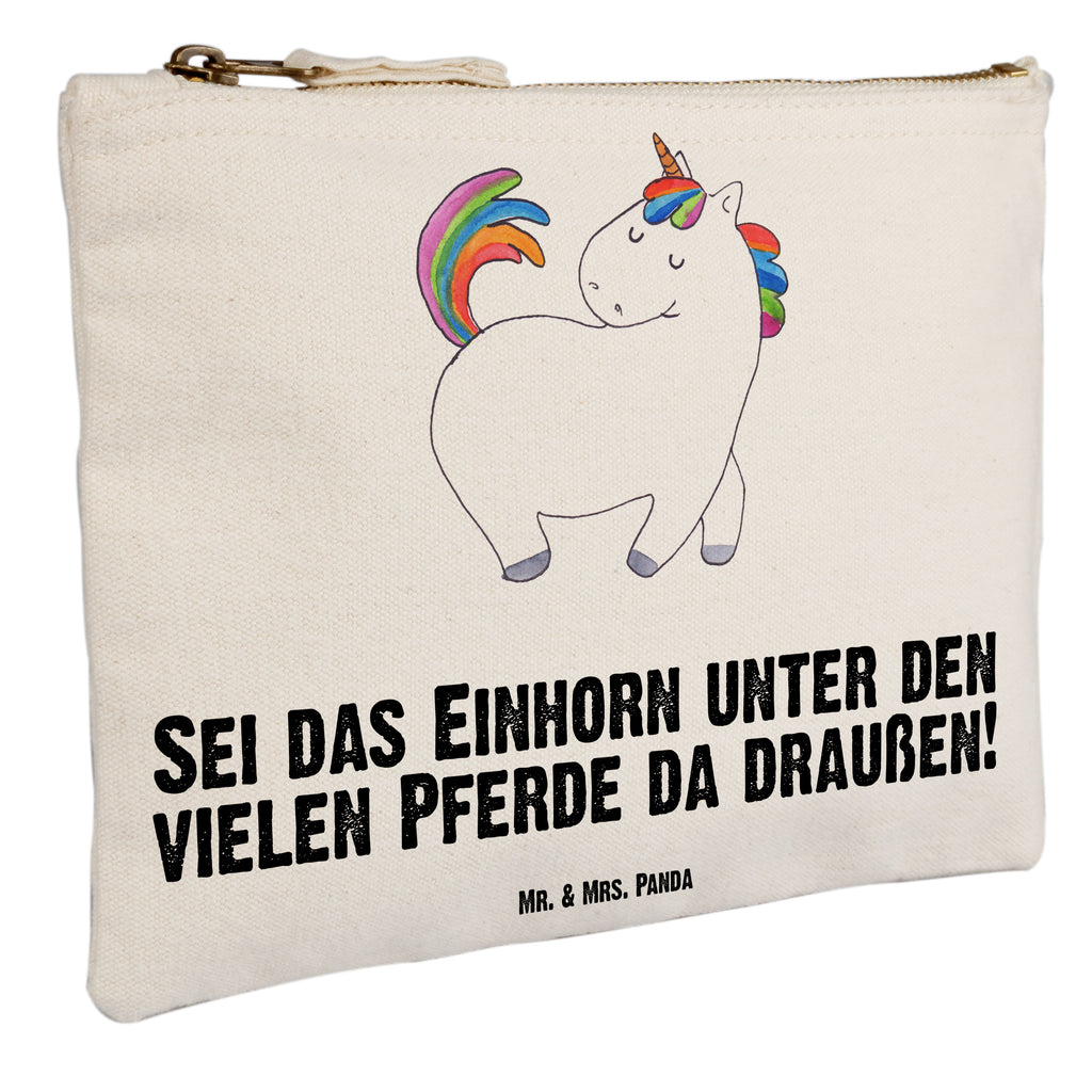 Schminktasche Einhorn stolzierend Schminktasche, Kosmetiktasche, Kosmetikbeutel, Stiftemäppchen, Etui, Federmappe, Makeup, XXL, Schminketui, Kosmetiketui, Schlamperetui, Einhorn, Einhörner, Einhorn Deko, Pegasus, Unicorn, stolz, anders, bunt, Pferd, Reiter, Reiten, Freundin, Geschenk