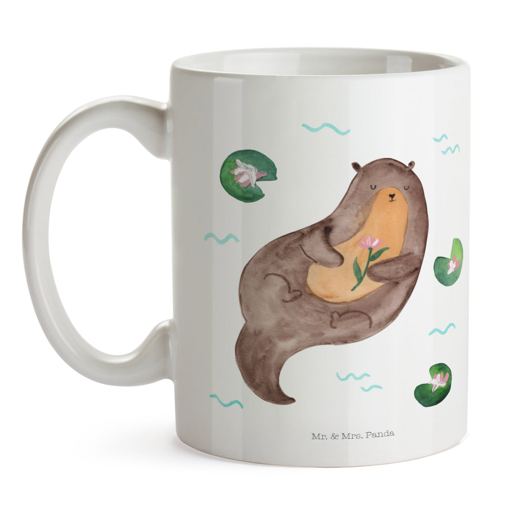 Tasse Otter mit Seerose Otter Seeotter See Otter Becher, Kaffeetasse, Kaffeebecher, Tee, Frühstück, Büro  Otter,  Fischotter,  Seeotter