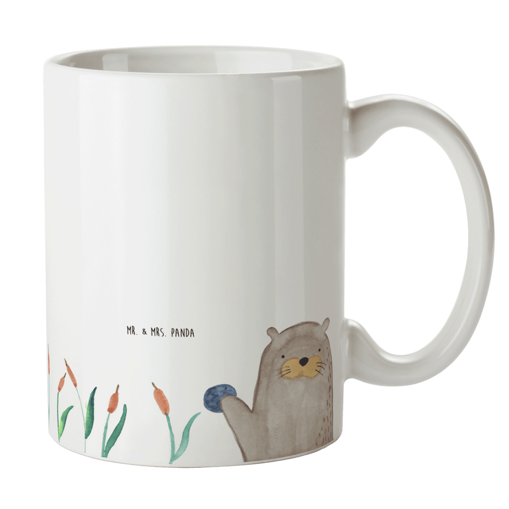 Tasse Otter mit Stein Otter Seeotter See Otter Becher, Kaffeetasse, Kaffeebecher, Tee, Frühstück, Büro  Otter,  Fischotter,  Seeotter
