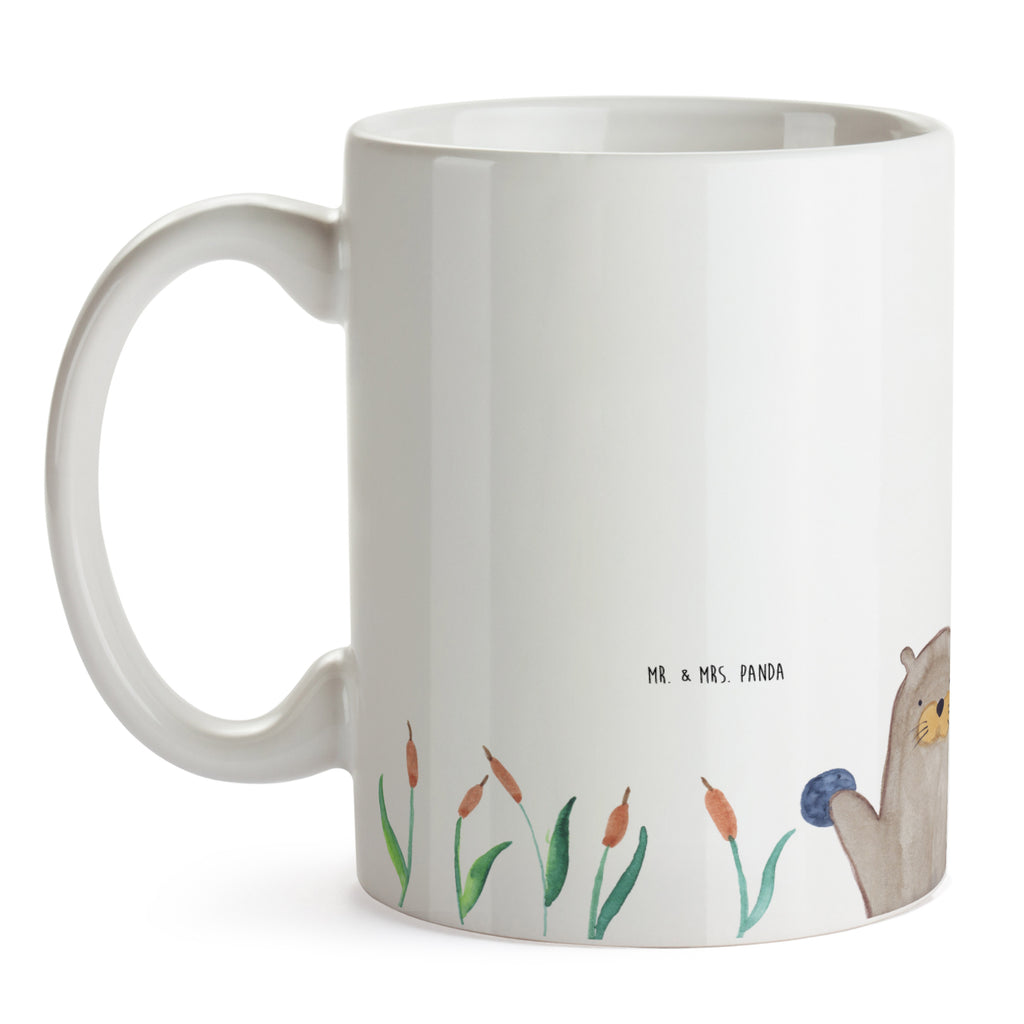 Tasse Otter mit Stein Otter Seeotter See Otter Becher, Kaffeetasse, Kaffeebecher, Tee, Frühstück, Büro  Otter,  Fischotter,  Seeotter