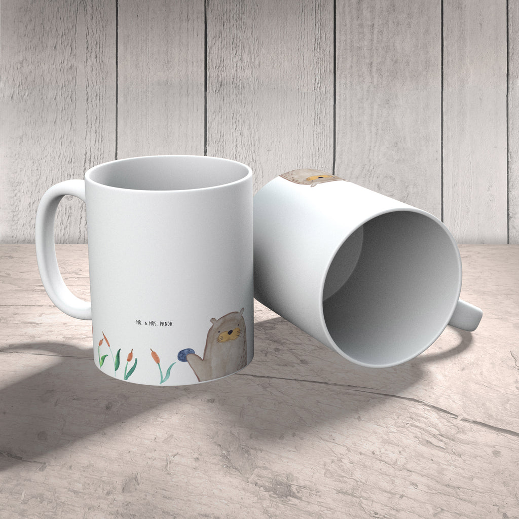 Tasse Otter mit Stein Otter Seeotter See Otter Becher, Kaffeetasse, Kaffeebecher, Tee, Frühstück, Büro  Otter,  Fischotter,  Seeotter