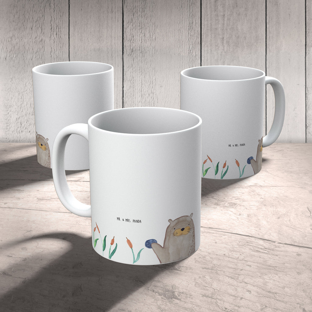 Tasse Otter mit Stein Otter Seeotter See Otter Becher, Kaffeetasse, Kaffeebecher, Tee, Frühstück, Büro  Otter,  Fischotter,  Seeotter