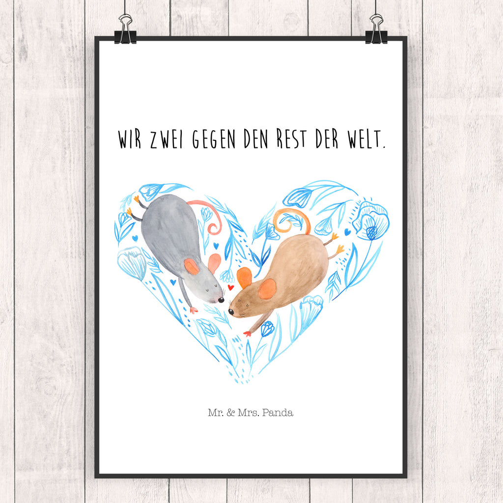 Poster Mäuse Herz Poster, Wandposter, Bild, Wanddeko, Küchenposter, Kinderposter, Wanddeko Bild, Raumdekoration, Wanddekoration, Handgemaltes Poster, Mr. & Mrs. Panda Poster, Designposter, Kunstdruck, Posterdruck, Liebe, Partner, Freund, Freundin, Ehemann, Ehefrau, Heiraten, Verlobung, Heiratsantrag, Liebesgeschenk, Jahrestag, Hocheitstag, Maus, Mäuse, Liebesbotschaft, Liebesbeweis, Hochzeit, Lieblingsmensch, Gemeinsamkeit, Love, Geschenk für zwei