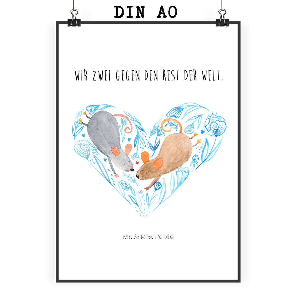 Poster Mäuse Herz Poster, Wandposter, Bild, Wanddeko, Küchenposter, Kinderposter, Wanddeko Bild, Raumdekoration, Wanddekoration, Handgemaltes Poster, Mr. & Mrs. Panda Poster, Designposter, Kunstdruck, Posterdruck, Liebe, Partner, Freund, Freundin, Ehemann, Ehefrau, Heiraten, Verlobung, Heiratsantrag, Liebesgeschenk, Jahrestag, Hocheitstag, Maus, Mäuse, Liebesbotschaft, Liebesbeweis, Hochzeit, Lieblingsmensch, Gemeinsamkeit, Love, Geschenk für zwei