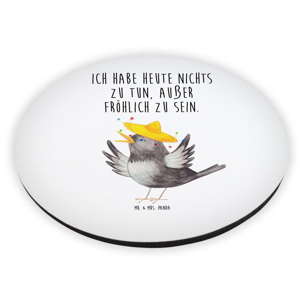 Rund Magnet Rabe mit Sombrero Kühlschrankmagnet, Pinnwandmagnet, Souvenir Magnet, Motivmagnete, Dekomagnet, Whiteboard Magnet, Notiz Magnet, Kühlschrank Dekoration, Tiermotive, Gute Laune, lustige Sprüche, Tiere, Rabe, Vogel, Vögel, Spruch positiv, fröhlich sein, glücklich sein, Glück Spruch, froh, Elster, Motivation