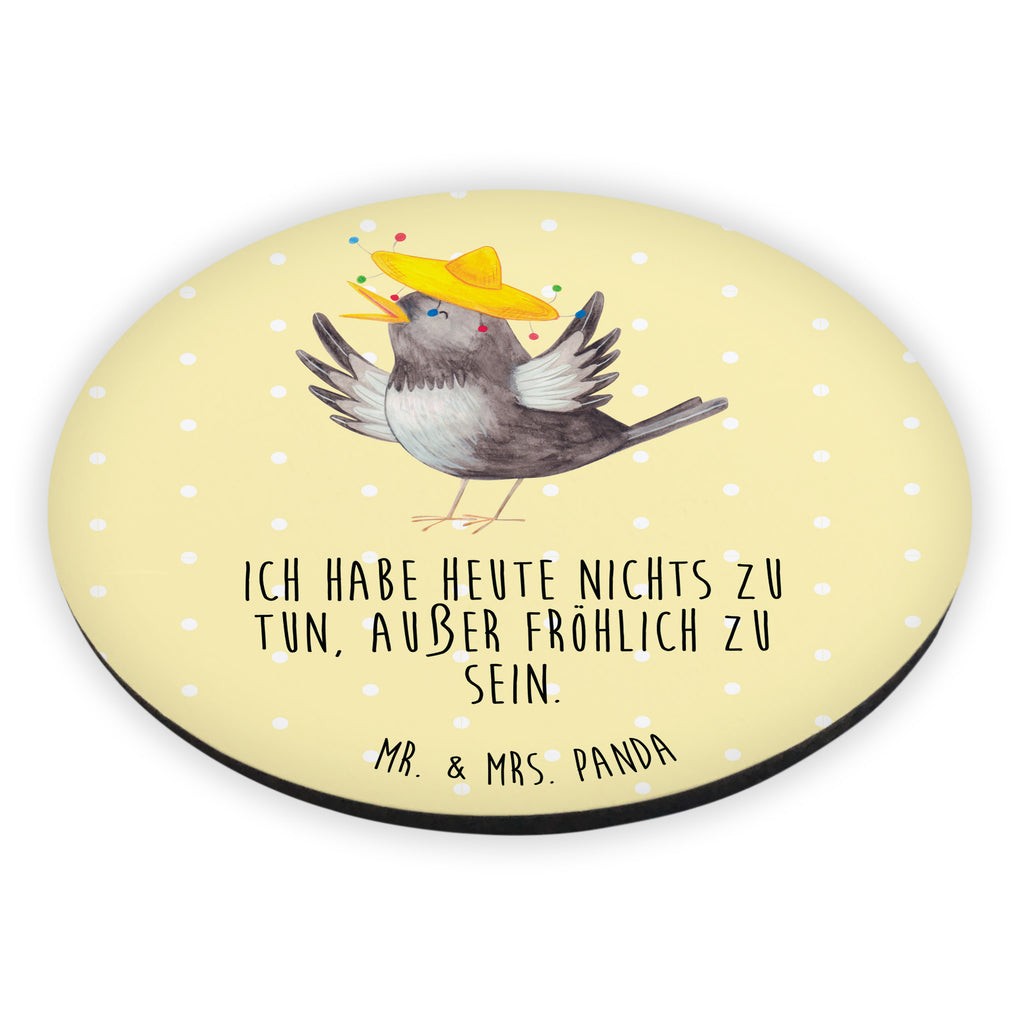 Rund Magnet Rabe mit Sombrero Kühlschrankmagnet, Pinnwandmagnet, Souvenir Magnet, Motivmagnete, Dekomagnet, Whiteboard Magnet, Notiz Magnet, Kühlschrank Dekoration, Tiermotive, Gute Laune, lustige Sprüche, Tiere, Rabe, Vogel, Vögel, Spruch positiv, fröhlich sein, glücklich sein, Glück Spruch, froh, Elster, Motivation