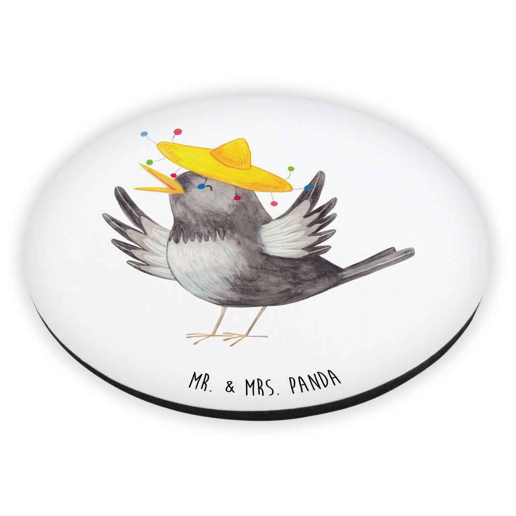 Rund Magnet Rabe mit Sombrero Kühlschrankmagnet, Pinnwandmagnet, Souvenir Magnet, Motivmagnete, Dekomagnet, Whiteboard Magnet, Notiz Magnet, Kühlschrank Dekoration, Tiermotive, Gute Laune, lustige Sprüche, Tiere, Rabe, Vogel, Vögel, Spruch positiv, fröhlich sein, glücklich sein, Glück Spruch, froh, Elster, Motivation