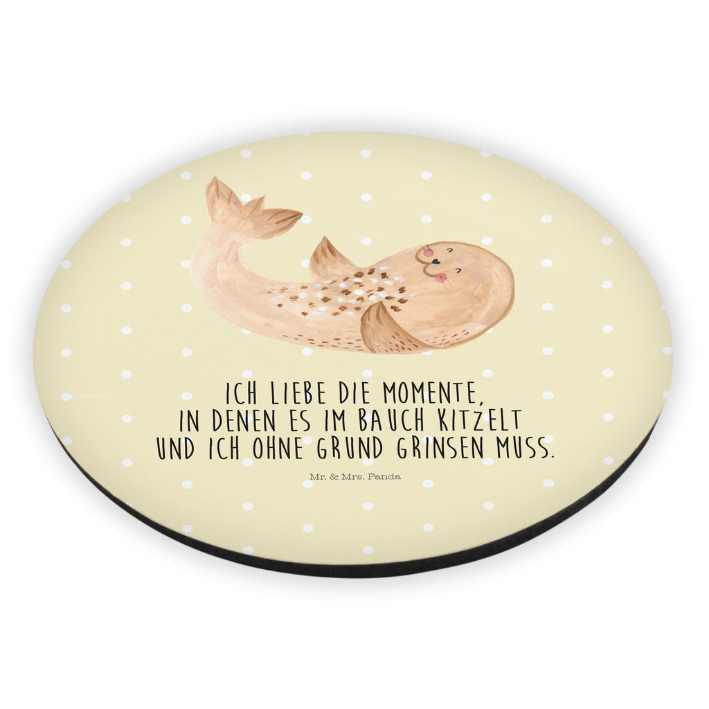 Rund Magnet Robbe liegend Kühlschrankmagnet, Pinnwandmagnet, Souvenir Magnet, Motivmagnete, Dekomagnet, Whiteboard Magnet, Notiz Magnet, Kühlschrank Dekoration, Tiermotive, Gute Laune, lustige Sprüche, Tiere, Robbe, Robben, Seehund, Strand, Meerestier, Ostsee, Nordsee, Lachen, Freude