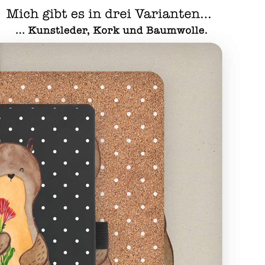 DIN A6 Baumwoll Notizbuch Otter Blumenstrauß Notizen, Eintragebuch, Tagebuch, Notizblock, Adressbuch, Journal, Kladde, Skizzenbuch, Notizheft, Schreibbuch, Schreibheft, Otter, Fischotter, Seeotter, Otter Seeotter See Otter