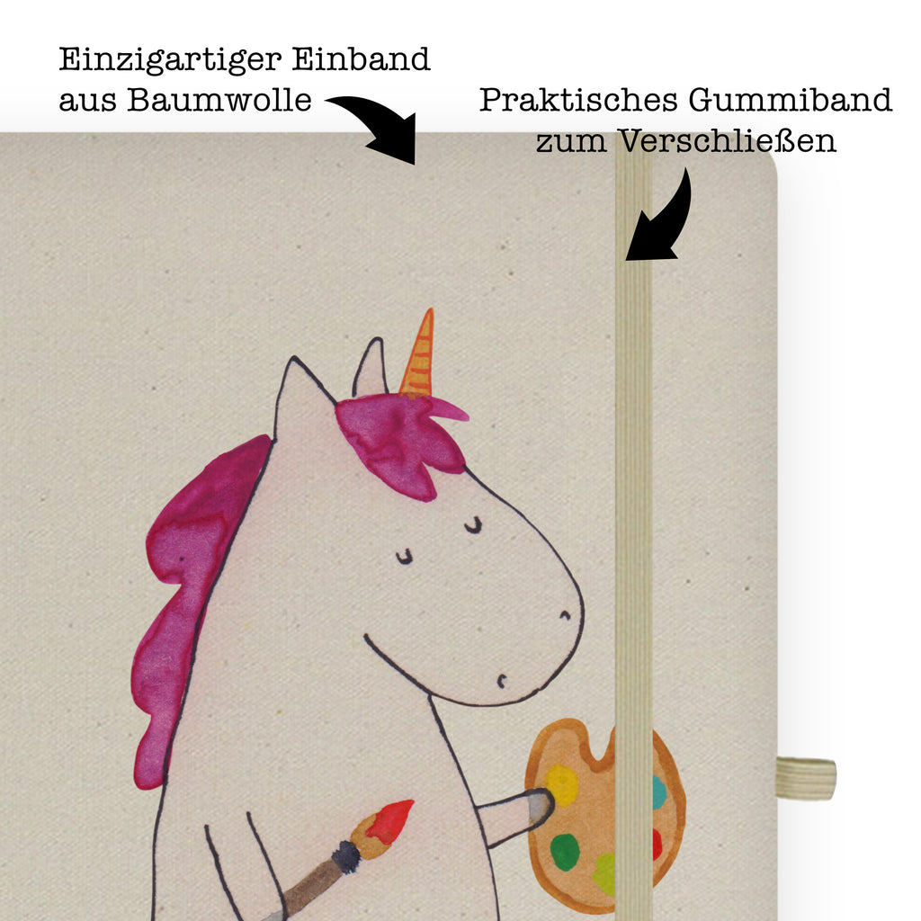 DIN A6 Baumwoll Notizbuch Einhorn Künstler Notizen, Eintragebuch, Tagebuch, Notizblock, Adressbuch, Journal, Kladde, Skizzenbuch, Notizheft, Schreibbuch, Schreibheft, Einhorn, Einhörner, Einhorn Deko, Pegasus, Unicorn, Englisch, Künstler, Artist, Malen, Zeichnen, Welt, Farbe, Stift, Pinsel, Geschenk, Maler