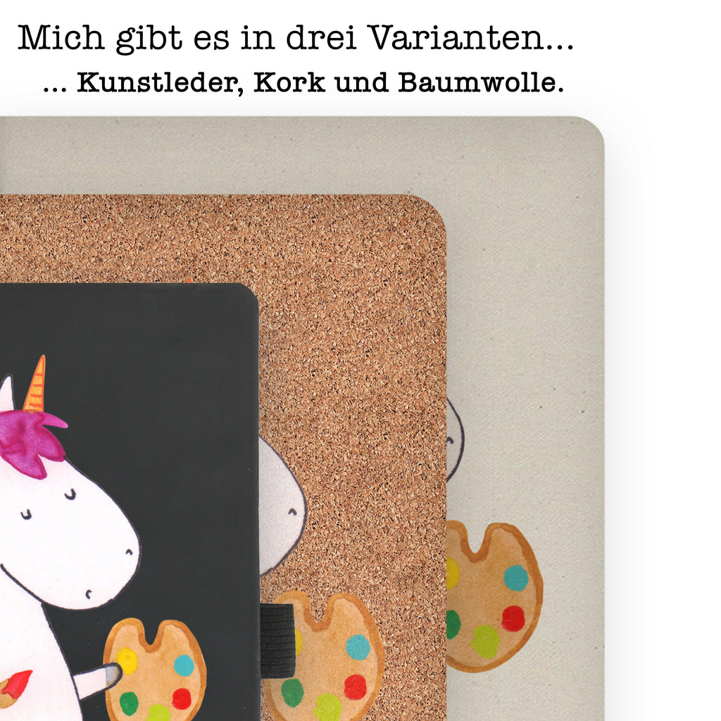 DIN A6 Baumwoll Notizbuch Einhorn Künstler Notizen, Eintragebuch, Tagebuch, Notizblock, Adressbuch, Journal, Kladde, Skizzenbuch, Notizheft, Schreibbuch, Schreibheft, Einhorn, Einhörner, Einhorn Deko, Pegasus, Unicorn, Englisch, Künstler, Artist, Malen, Zeichnen, Welt, Farbe, Stift, Pinsel, Geschenk, Maler
